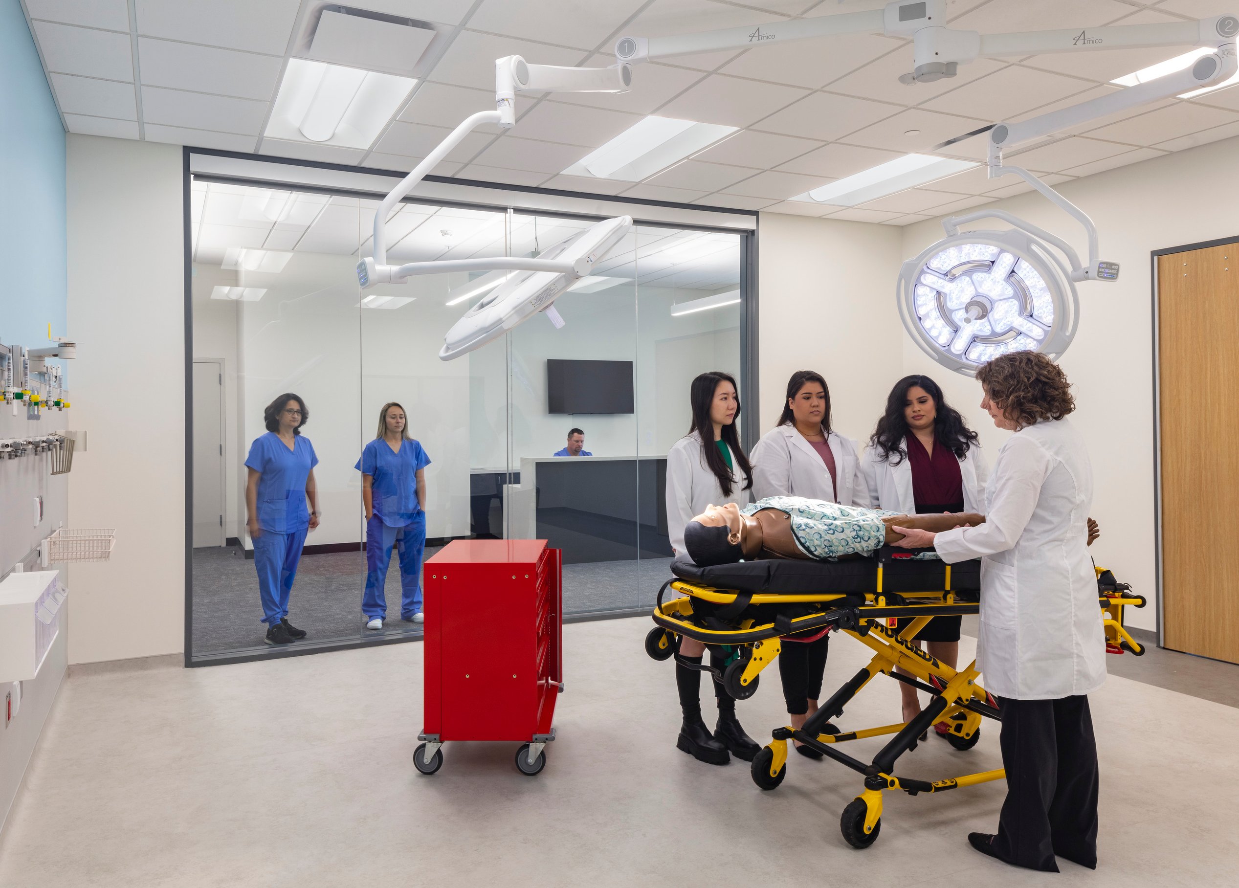 Students in a medical facility